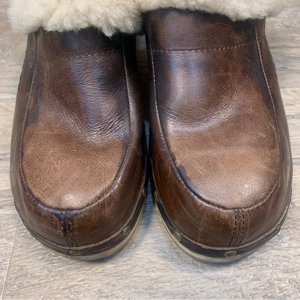 UGG Leather Kalie Clogs Sheepskin Slip On Shoes Slippers - Picture 4 of 12